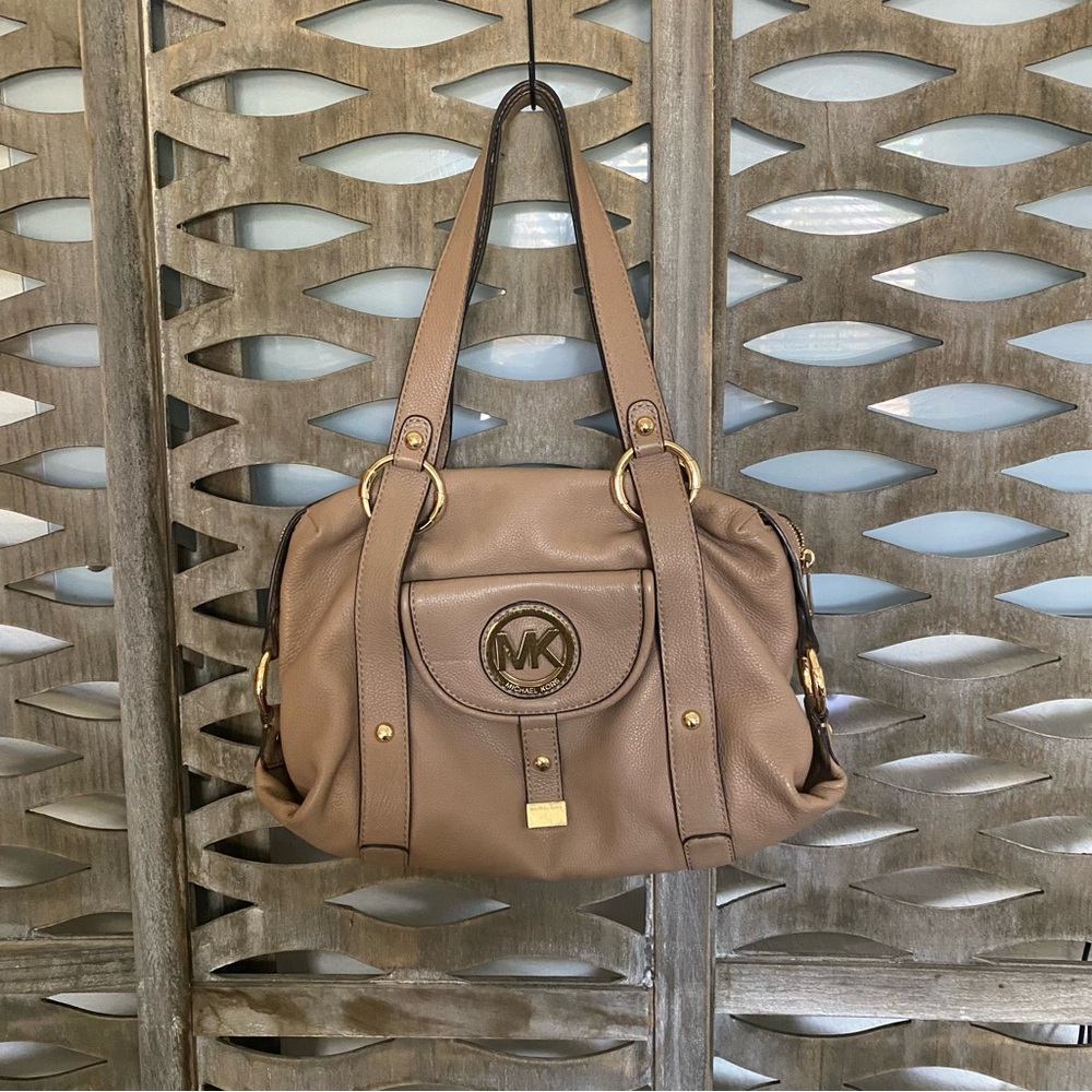 Michael Kors Tan Shoulder Bag with Gold Accents